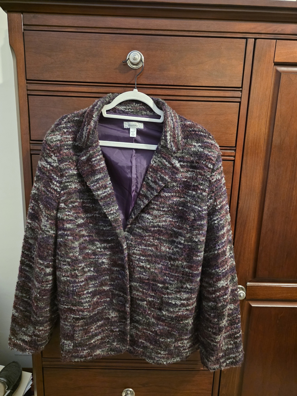 dressbarn Purple Multi-Tone Bouclé Blazer